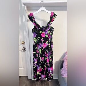 FINAL PRICE Vintage 80s Stuart Allen Floral Dress